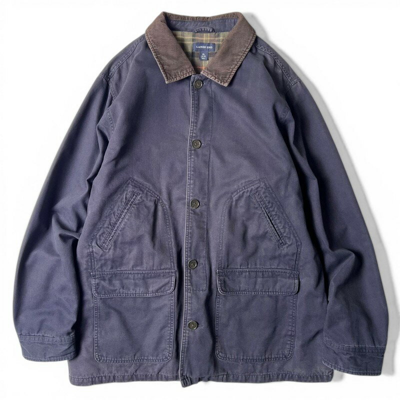 00s LAND 039 S END チェック ライナー付き コットン ハンティング ジャケット XL / 00年代 オールド ランズエンド ナス紺 フェード 【中古】 古着 アメリカ古着 USED ユーズド 中古 VINTAGE US古着 アメカジ