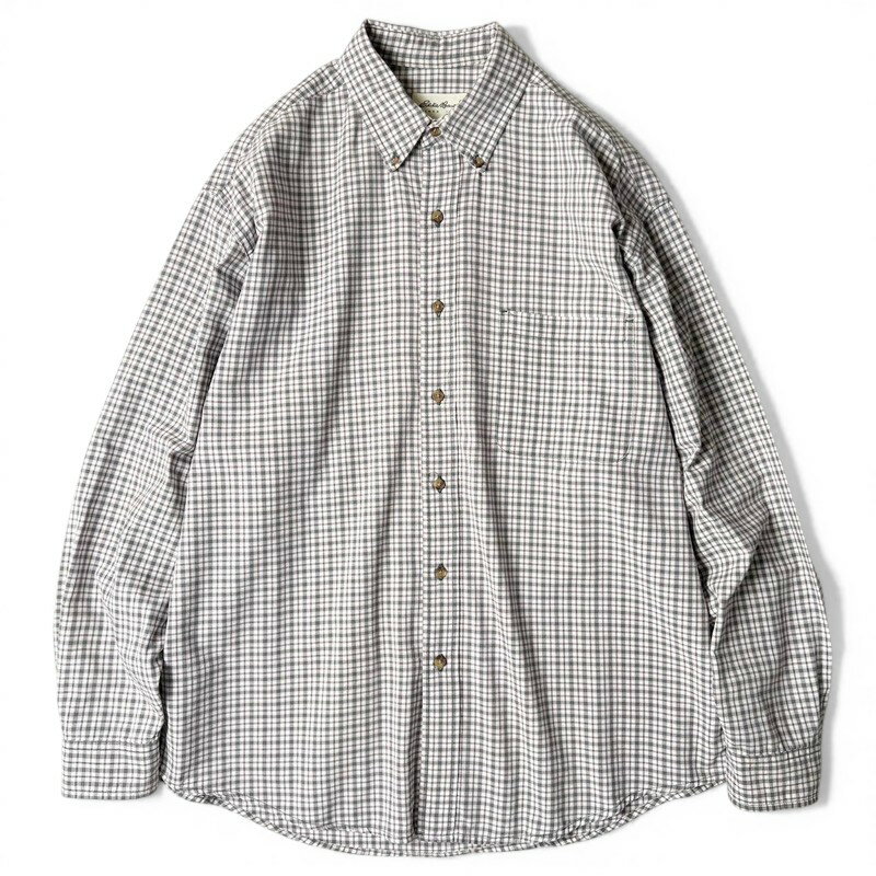 Rakuten - 90s Eddie Bauer チェック 長袖 コットン ボタンダウン シャツ L / 90年代 オールド 白タグ エディーバウアー 【中古】 古着 アメリカ古着 USED ユーズド 中古 VINTAGE US古着 アメカジ