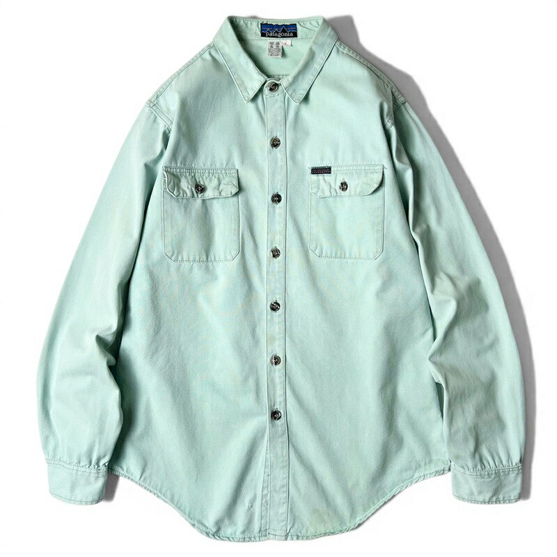 Rakuten - 80s デカタブ Patagonia 長袖 コットン ダック シャツ L / 80年代 ビンテージ パタゴニア ミント グリーン 無地 ワーク キャンバス 【中古】 古着 アメリカ古着 USED ユーズド 中古 VINTAGE US古着 アメカジ