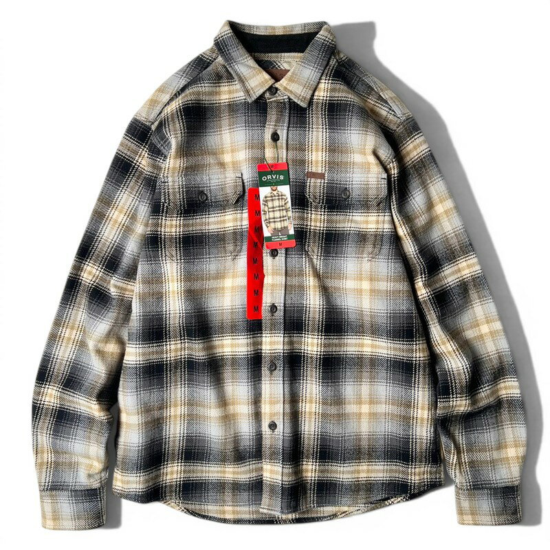 Rakuten - デッドストック ORVIS チェック 長袖 ヘビー フランネル シャツ M / オールド オービス ネルシャツ コットン ポケット付き ブラック 黒 【中古】 古着 アメリカ古着 USED ユーズド 中古 VINTAGE US古着 アメカジ