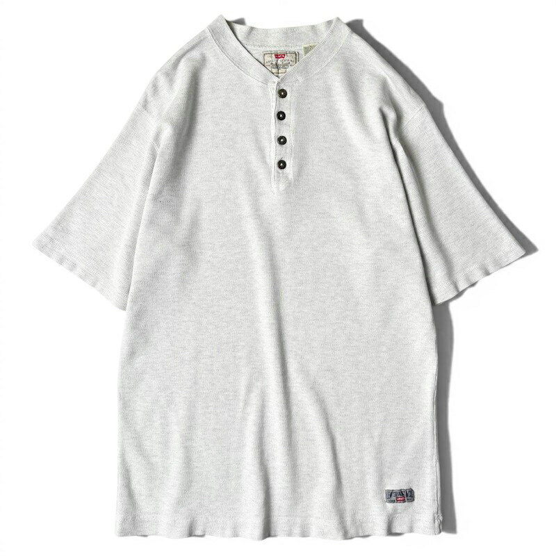 Rakuten - 90s Levis 無地 リブ編み ヘンリーネック 半袖 Tシャツ L / 90年代 オールド リーバイス ライト グレー ヘンリー サーマル 【中古】 古着 アメリカ古着 USED ユーズド 中古 VINTAGE US古着 アメカジ