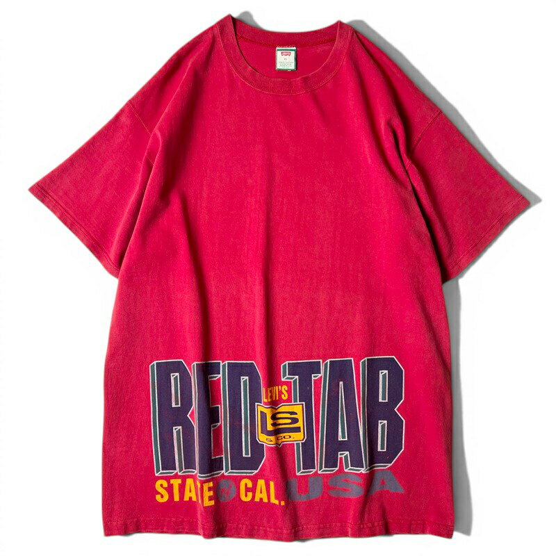 Rakuten - 90s USA製 Levis RED TAB ロゴ プリント 半袖 Tシャツ XL / 90年代 アメリカ製 オールド リーバイス レッドタブ ワイン レッド 【中古】 古着 アメリカ古着 USED ユーズド 中古 VINTAGE US古着 アメカジ