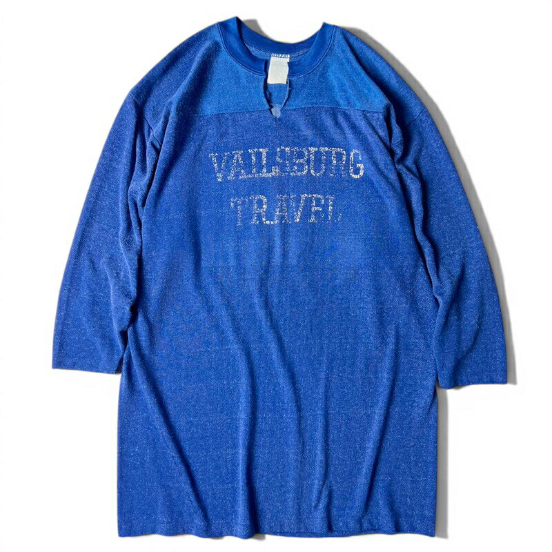 Rakuten - 雰囲気系 80s VENUS 両面 プリント ジャージ フットボール Tシャツ / 80年代 ビンテージ ブルー ロンT 青 襤褸 【中古】 古着 アメリカ古着 USED ユーズド 中古 VINTAGE US古着 アメカジ