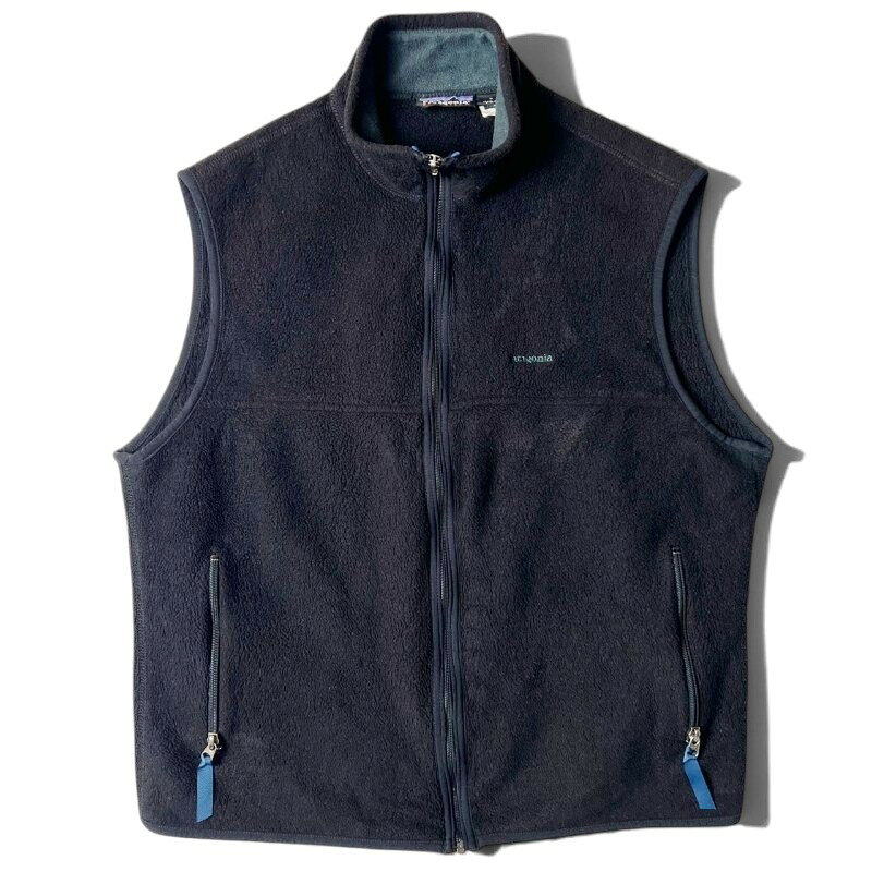 90s 98年製 USA製 Patagonia フルジップ シンチラ フリース ベスト L / 90年代 アメリカ製 オールド パタゴニア ハイネック ブラック 黒 無地 【中古】 古着 アメリカ古着 USED ユーズド 中古 VINTAGE US古着 アメカジ