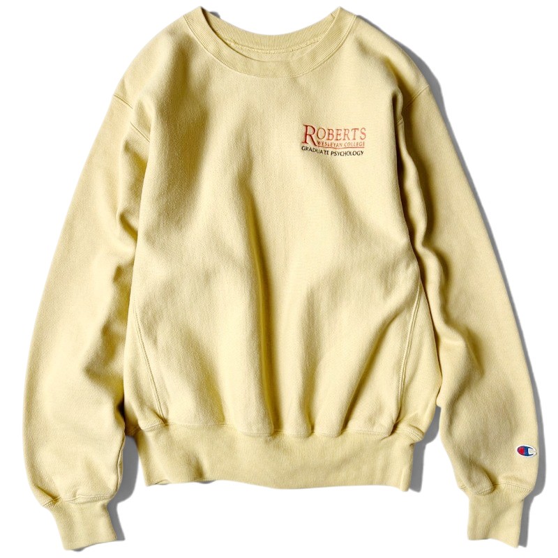 00s Champion カレッジ ロゴ 刺繍 プレミアム リバースウィーブ スウェット トレーナー S / 00年代 オールド チャンピオン イエロー 【中古】 古着 アメリカ古着 USED ユーズド 中古 VINTAGE US古着 アメカジ
