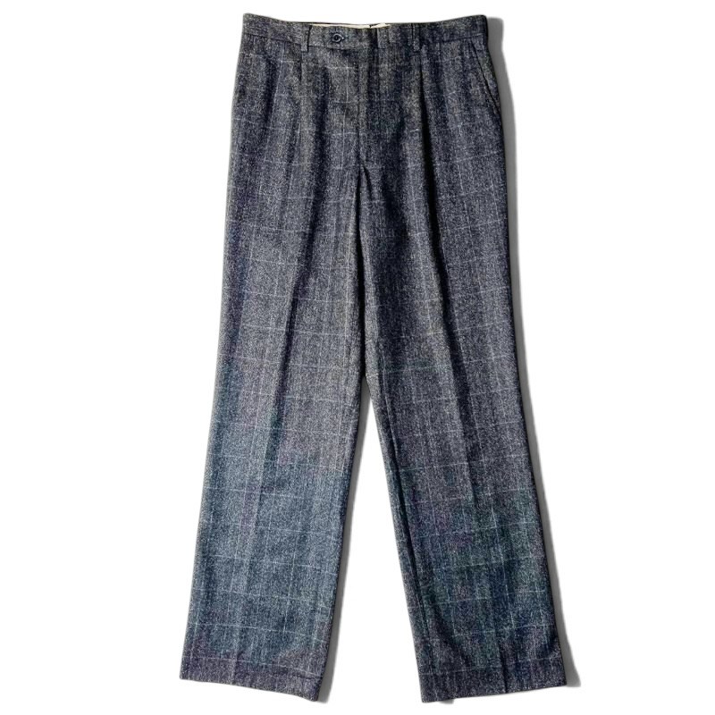 90s Unknown 2タック チェック ウール スラックス パンツ 34R / 90年代 オールド 絣 グレー トラウザー 【中古】 古着 アメリカ古着 USED ユーズド 中古 VINTAGE US古着 アメカジ