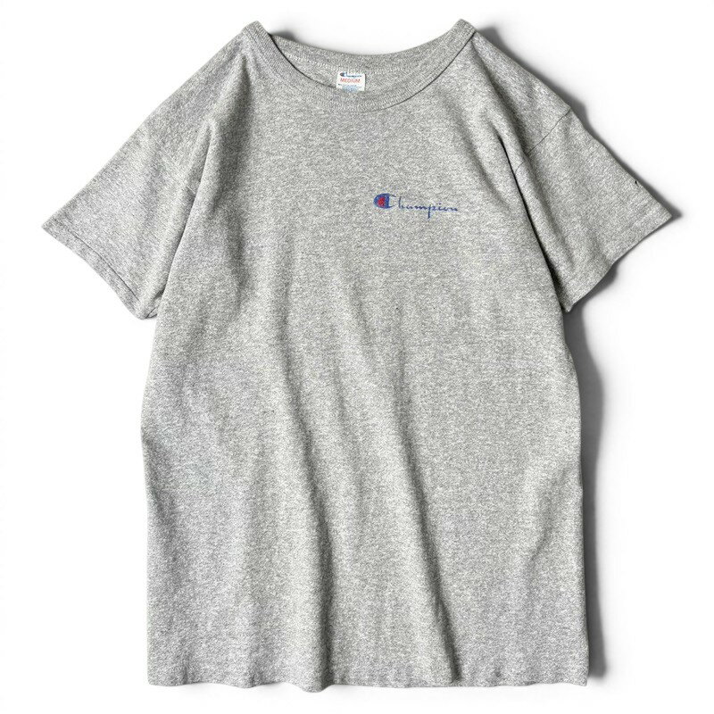 Rakuten - 80s USA製 Champion 88/12 スクリプト ロゴ プリント 半袖 Tシャツ M / 80年代 アメリカ製 チャンピオン ビンテージ 霜降り グレー シングル 【中古】 古着 アメリカ古着 USED ユーズド 中古 VINTAGE US古着 アメカジ