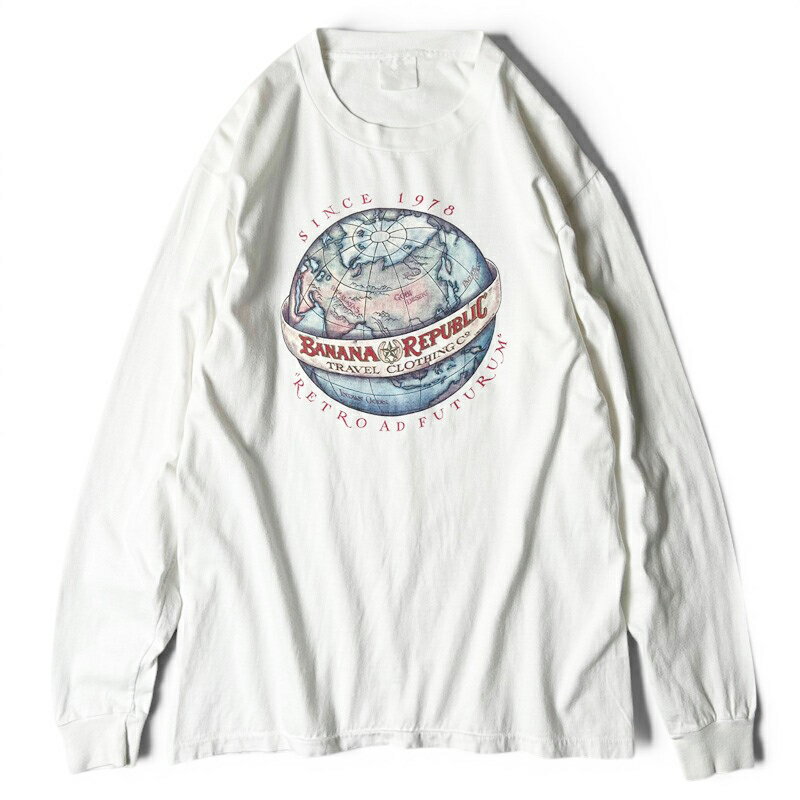 Rakuten - 80s BANANA REPUBLIC TRAVEL CLOTHING ロゴ プリント 長袖 Tシャツ / 80年代 ビンテージ バナナリパブリック バナリパ ロンT シングル 【中古】 古着 アメリカ古着 USED ユーズド 中古 VINTAGE US古着 アメカジ