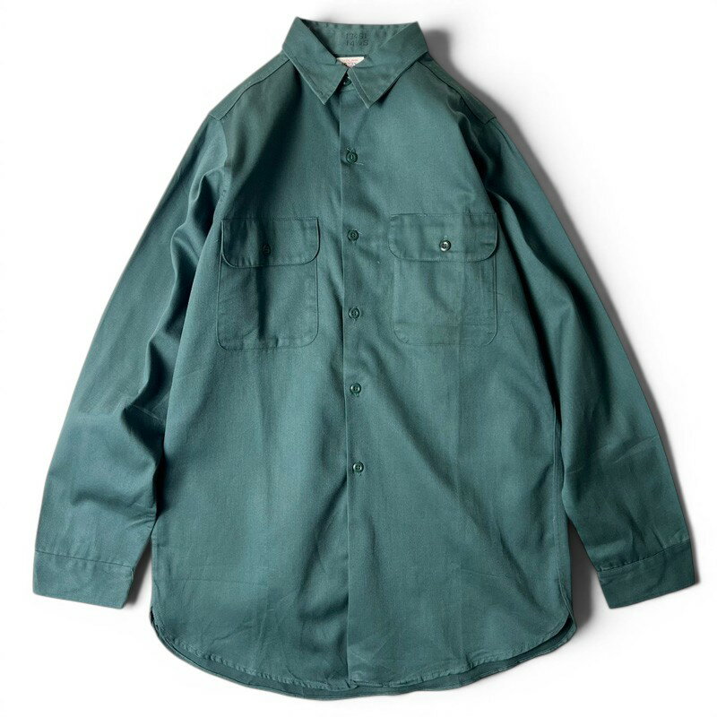 Rakuten - 60s USA製 BIG YANK マチ付き 長袖 コットン ワーク シャツ 14 1/2 / 60年代 アメリカ製 ビンテージ ビッグヤンク グリーン 【中古】 古着 アメリカ古着 USED ユーズド 中古 VINTAGE US古着 アメカジ