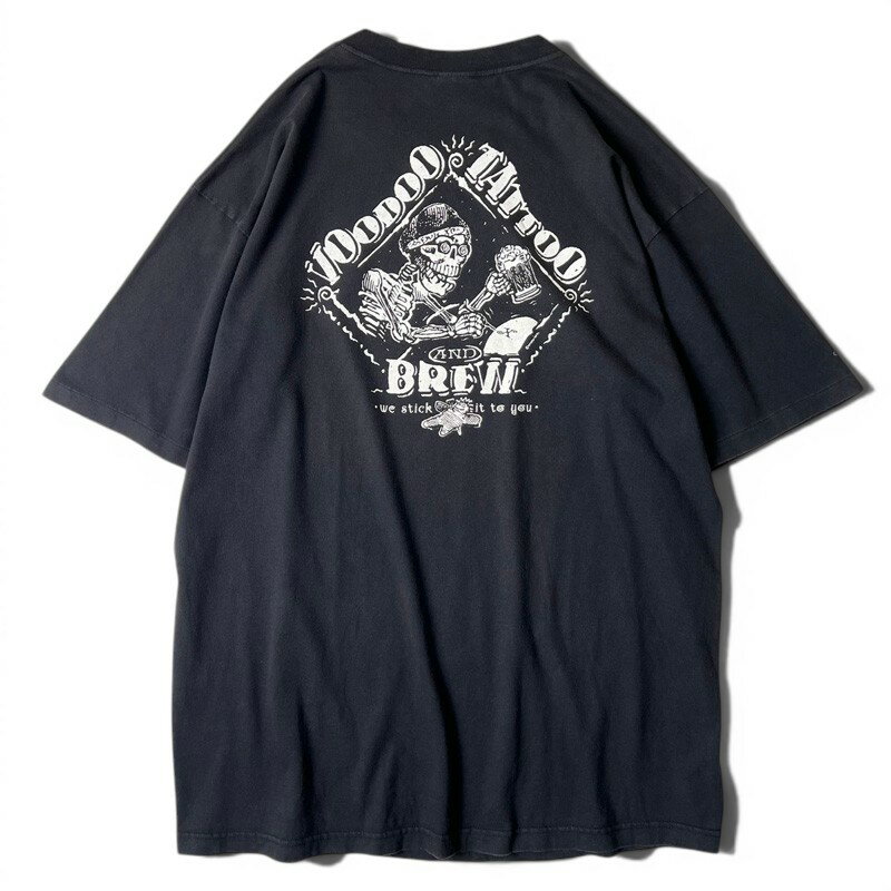 Rakuten - 90s Crazy Shirts 企業物 スカル タトゥー 両面 プリント 半袖 Tシャツ XL / 90年代 オールド シングル ステッチ ブラック 黒 企業 ビール 【中古】 古着 アメリカ古着 USED ユーズド 中古 VINTAGE US古着 アメカジ