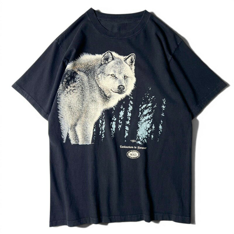 Rakuten - 90s Woolrich オオカミ プリント 半袖 Tシャツ / 90年代 オールド ウールリッチ アニマル アート ウルフ 狼 シングル ブラック 【中古】 古着 アメリカ古着 USED ユーズド 中古 VINTAGE US古着 アメカジ