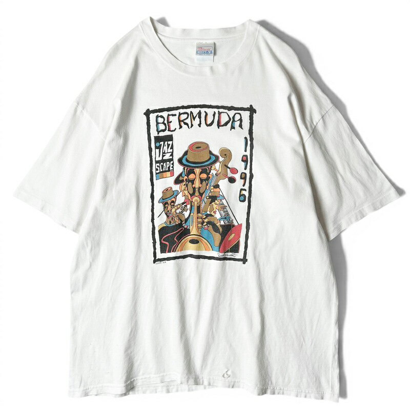 Rakuten - 90s 1996 ジャズ アート プリント 半袖 Tシャツ XL / 90年代 アメリカ製 オールド シングル ステッチ ホワイト 白 グラフィック 【中古】 古着 アメリカ古着 USED ユーズド 中古 VINTAGE US古着 アメカジ