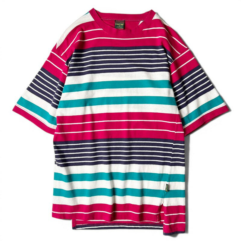 Rakuten - 90s USA製 Cross Creek マルチカラー ボーダー 半袖 Tシャツ M / 90年代 アメリカ製 オールド ボーダーT 【中古】 古着 アメリカ古着 USED ユーズド 中古 VINTAGE US古着 アメカジ