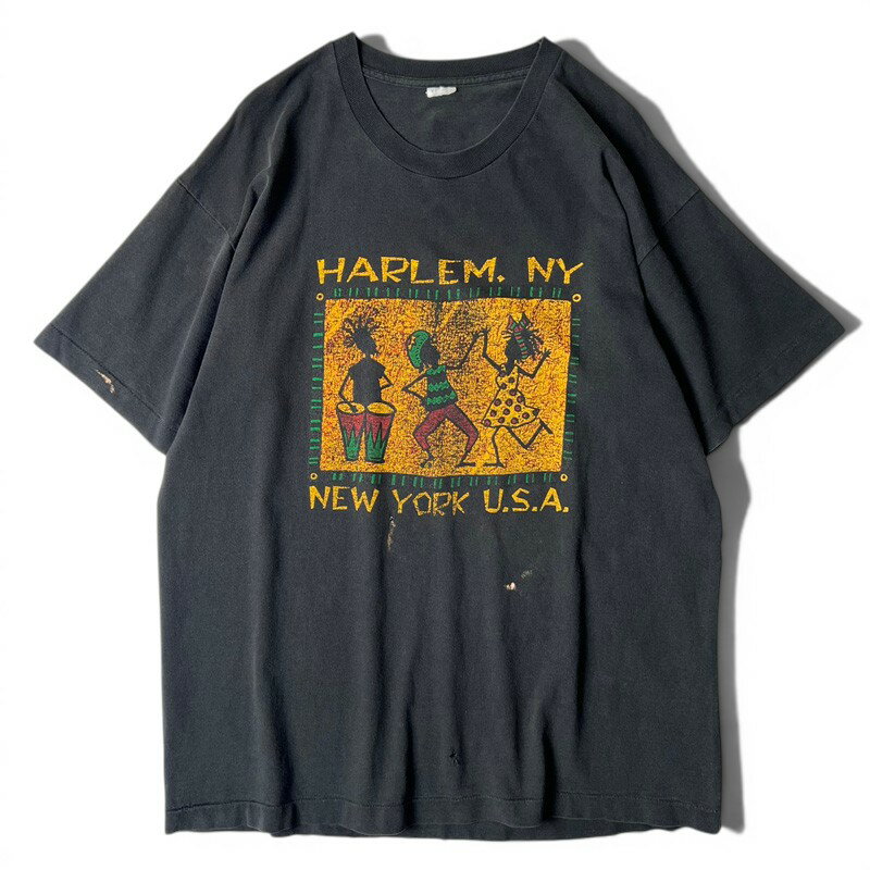 Rakuten - 雰囲気系 90s ブラック ミュージック ラスタカラー アート プリント 半袖 Tシャツ XL / 90年代 オールド シングル ステッチ 黒 カルチャー 【中古】 古着 アメリカ古着 USED ユーズド 中古 VINTAGE US古着 アメカジ