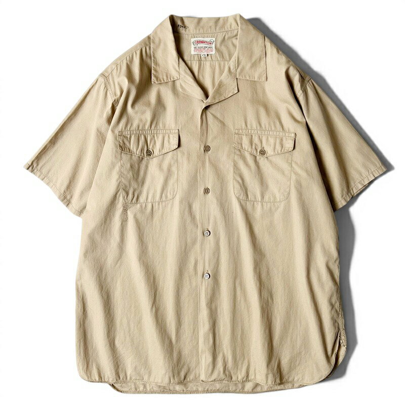 Rakuten - 雰囲気系 50s USA製 CREIGHTON マチ付き 半袖 オープンカラー ワーク シャツ L / 50年代 アメリカ製 USN ビンテージ カーキ 開襟 無地 【中古】 古着 アメリカ古着 USED ユーズド 中古 VINTAGE US古着 アメカジ