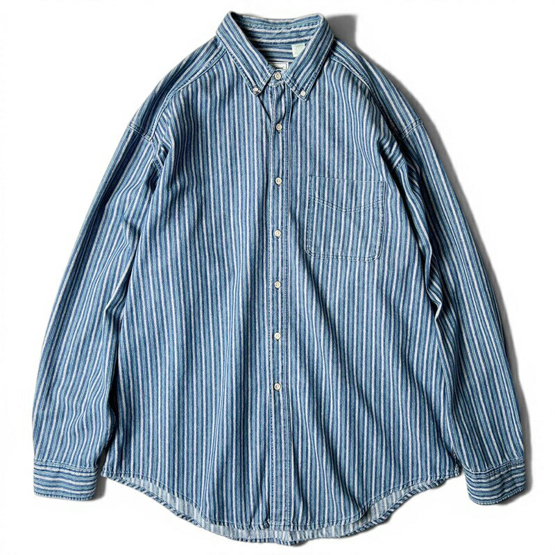 Rakuten - 90s USA製 LLBean マルチカラー ストライプ 長袖 コットン ボタンダウン シャツ XL / 90年代 アメリカ製 オールド エルエルビーン LLビーン 【中古】 古着 アメリカ古着 USED ユーズド 中古 VINTAGE US古着 アメカジ