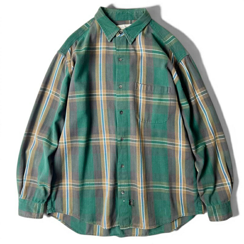 Rakuten - 90s BANANA REPUBLIC チェック 長袖 ライト フランネル シャツ L / 90年代 オールド バナナリパブリック バナリパ ネルシャツ 【中古】 古着 アメリカ古着 USED ユーズド 中古 VINTAGE US古着 アメカジ