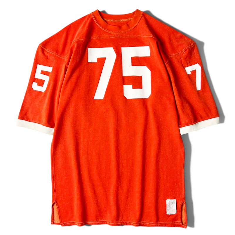 雰囲気系 70s Speedline 4面 プリント ジャージ フットボール Tシャツ XL / 70年代 ビンテージ オレンジ 襤褸  古着 アメリカ古着 USED ユーズド 中古 VINTAGE US古着 アメカジ