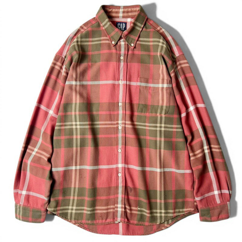 Rakuten - 雰囲気系 90s GAP チェック 長袖 ボタンダウン コットン フランネル シャツ / 90年代 オールド ギャップ ネルシャツ マルチカラー 【中古】 古着 アメリカ古着 USED ユーズド 中古 VINTAGE US古着 アメカジ