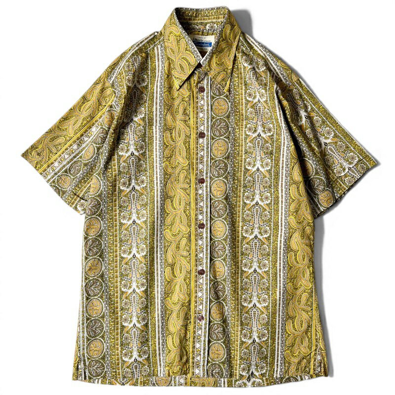 70s Trimingham's Bermuda ペイズリー 総柄 半袖 シャツ M / 70年代 ビンテージ ボックス 柄シャツ Liberty of London コットン  古着 アメリカ古着 USED ユーズド 中古 VINTAGE US古着 アメカジ