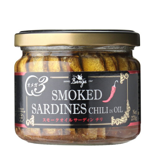 P3倍スモーク オイルサーディン チリ 瓶 バンガ 270g単品販売 燻製 オイルサーディン いわし オイル漬け ラトビア 長Sbanga smoked sardines chili in oil誰でもP3倍は 3/4 20:00 〜 3/11 1:59までのサムネイル
