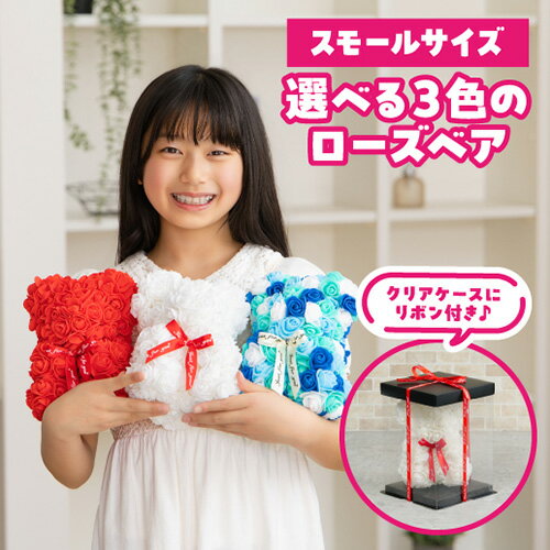 樂天商城 - 【選べる3色】誕生日カード 母の日カード選択可 2026 プレゼント スモールベア 約15cm クリアボックス付 ぬいぐるみ ギフト 造花 バラ 薔薇 テディベア くま クマ 熊 フラワーベア フラワーギフト カラフル Rose Bear 贈り物 贈答用 カラフル カワタキ