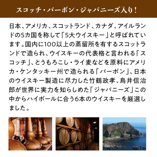 ラム専門店 RUM-BARの【全品P3倍 8/15限定】 送料無料 ワールドウイスキー6本 (180～200ml) 飲み比べセット ウイスキー whisky ギフト トリス ホワイトホース ジムビーム ジョニーウォーカー 角瓶 ブラックニッカ 長S｜アングル3