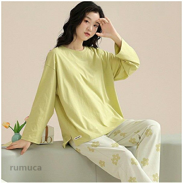 Room Wear - ルームウエア パッド付き 上下セット 部屋着 春 長袖 かわいい 秋 着心地よい パジャマ オシャレ 可愛い 上下セット レディース 女性 ゆったり 寝巻き 大きいサイズ