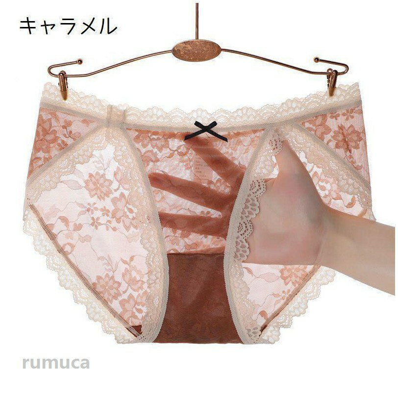 ヒップハンガーショーツ ショーツ シースルー スタンダード レディース 女性 婦人 透け感 単品 リボン レース パンツ パンティ インナー かわいい