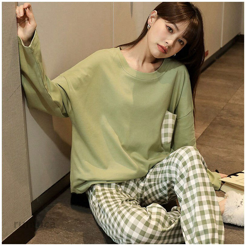 Room Wear - ルームウェア レディース 可愛い 長袖 上下セット 春秋 パンツ トップス セットアップ ゆったり パジャマ 部屋着
