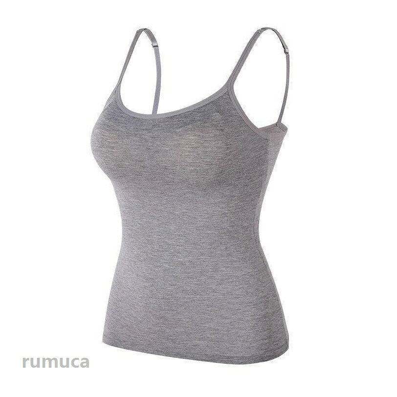 Rumucaのブラトップ ブラキャミ カップ付きインナー パッド付き キャミソール タンクトップ 大きいサイズ 通年 女性 綿混 小さい ストレッチ 美胸｜アングル2