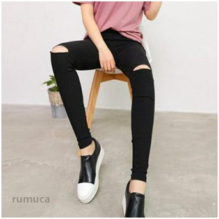 ダメージ パンツ レディース ダメージ加工 レギンスパンツ 伸びる 伸縮素材 スキニ...