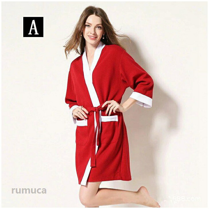 Rumucaの7色 ユニセックス レディース メンズ 温泉 ホテル ロング丈 出産祝い ナイトガウン カップル 寝巻き マタニティ 春夏秋 単品売り やわらかい サウナ ルームウェア ママ カーディガン 部屋着 ペア ガウン 大きいサイズ｜アングル2