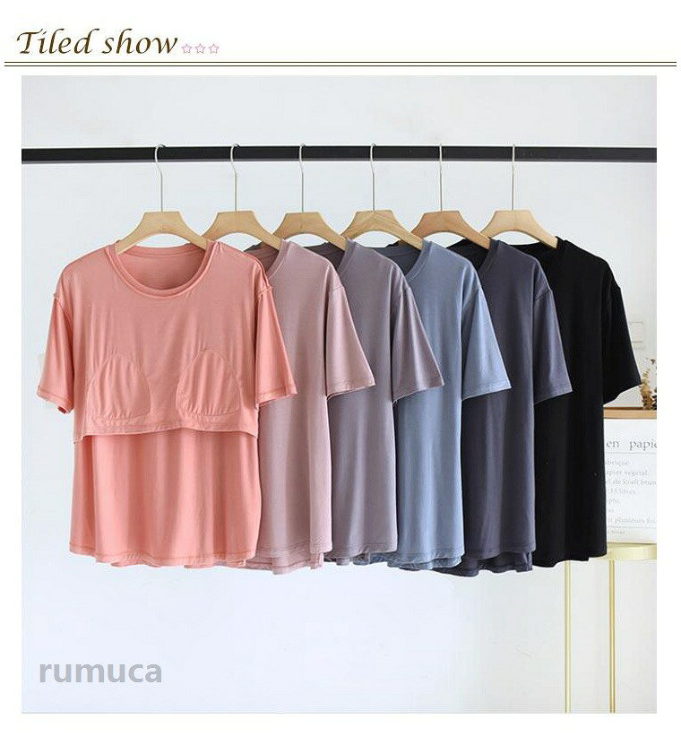 夏服 インナー ブラトップ ラウンドネック 半袖 柔らか Tシャツ レディース カット...