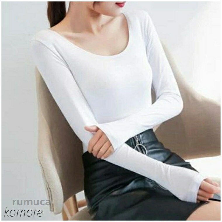 ロング丈 tシャツ カットソー レディース 重ね着 長袖ロング カットソー トップス ...