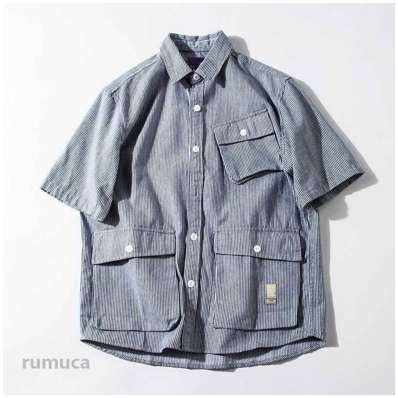 Shirts - シャツ メンズ 半袖 ストライプ柄 オシャレ 快適な 軽い オックスフォード シャツ ビジネス カジュアル シャツ おしゃれ メンズ春夏秋冬 ビジネス カジュアル 綿 大きいサイズ