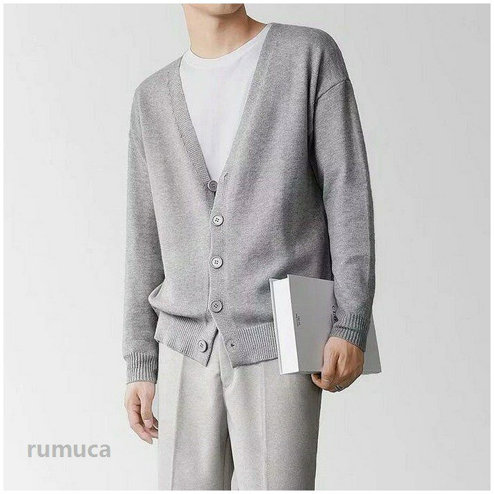 Rumucaの秋 長袖 通学 メンズ アウター カーディガン 20代 敬老の日 50代 春 職場 ビジネス 40代 30代 通勤 父親 フォーマル Vネック 制服 祖父 冬 無地｜アングル2