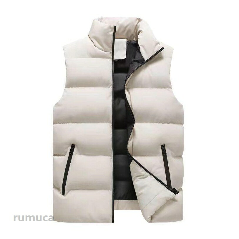 Rumucaのダウンベスト メンズ 中綿ベスト フード付き 中綿入り 保温 チョッキ 登山 袖なしジャケット 大きいサイズ ジャケット 秋冬コート｜アングル3