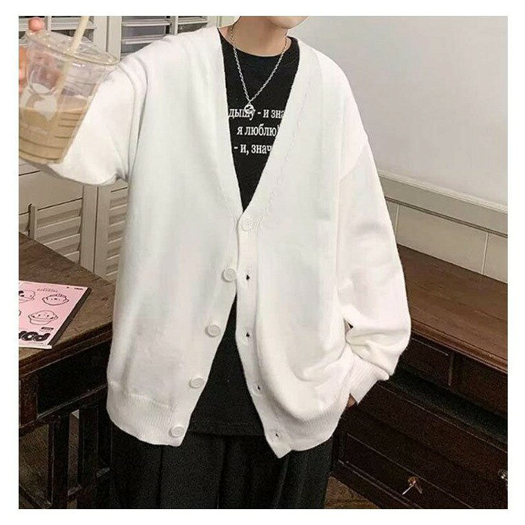 Rumucaのニット カーディガン メンズ 制服 学生服 スクール セーター vネック 綿混 ゆったり スリム 紺 黒 無地 大きい サイズ 中学生 ジュニア 学校 通学 秋服 冬 春 秋 羽織｜アングル3