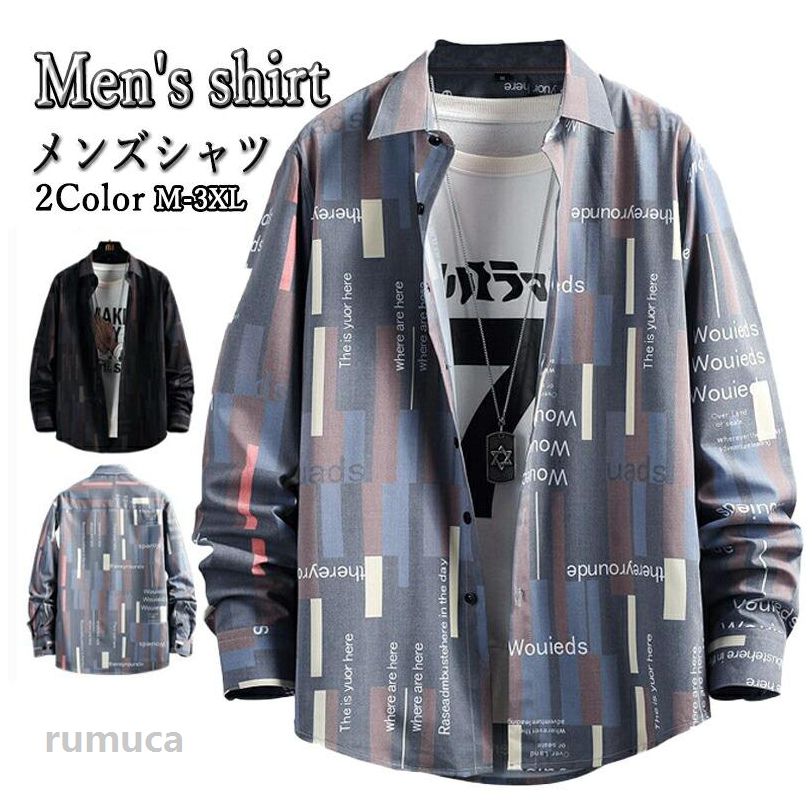 乐天商城 - 長袖 シャツ メンズ カジュアルシャツ 柄シャツ ファッション シャツジャケット スリムシャツ トップス 長袖シャツ おしゃれ 父の日 プレゼント 紳士服 男性用 仕事 通学 通勤 春服 秋服 おしゃれ 20代 30代 40代 50代