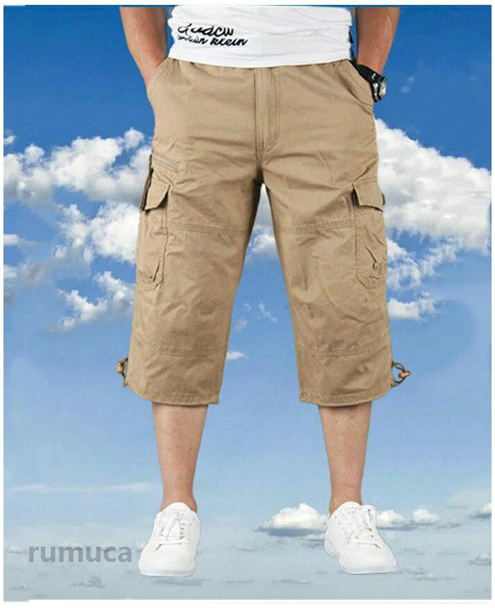 ハーフパンツ クロップドパンツ カーゴパンツ メンズ ゆったり 7分丈 無地 春服 夏...