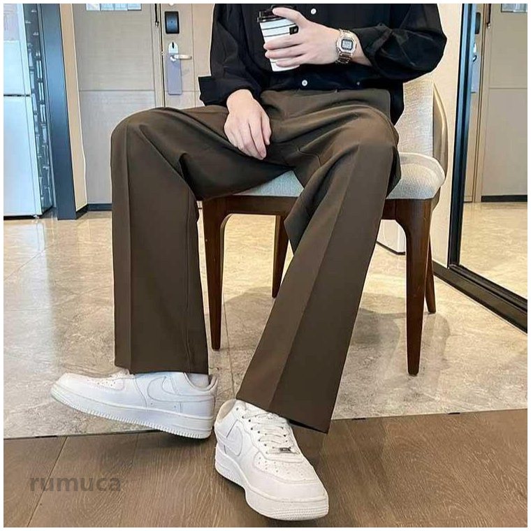 Rumucaの通 仕事 オシャレ スラックス 大きいサイズ スーツパンツ ワイドパンツ ビジネス 薄手 カジュアル ズボン スラックス ストレート｜アングル2