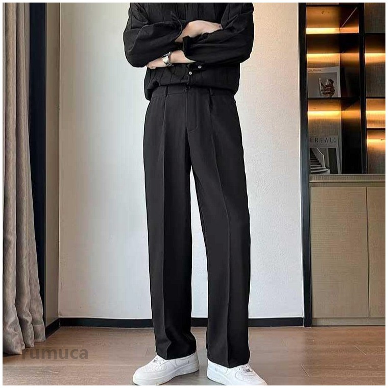 Rumucaの通 仕事 オシャレ スラックス 大きいサイズ スーツパンツ ワイドパンツ ビジネス 薄手 カジュアル ズボン スラックス ストレート｜アングル3