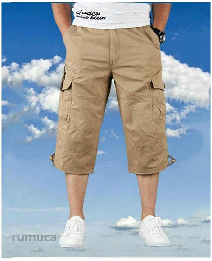 ハーフパンツ クロップドパンツ カーゴパンツ メンズ ゆったり 7分丈 無地 春服 夏...