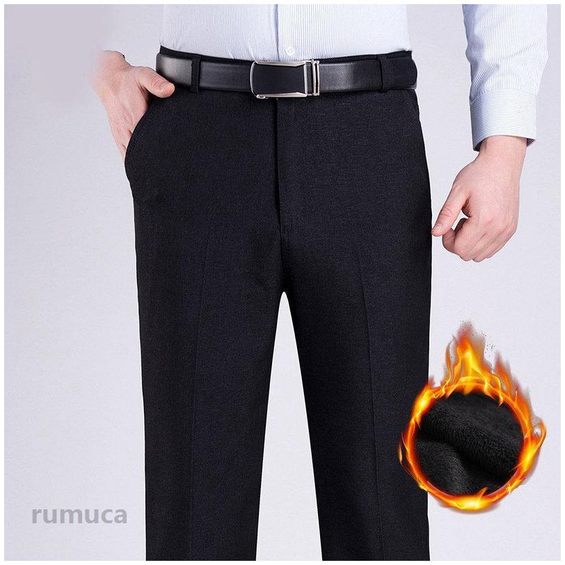 暖パンツ メンズ スラックス ストレッチパンツ 厚手 暖かい 裏起毛 スリム ビジネ...