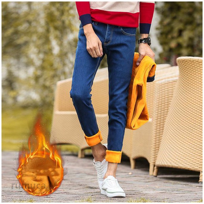 Rumucaの暖かい 裏起毛 チノパン メンズ デニムパンツ ストレッチ スキニーデニム 冬 スリムパンツ 秋冬 チノパン ジーパン ジーンズ 裏起毛｜アングル2