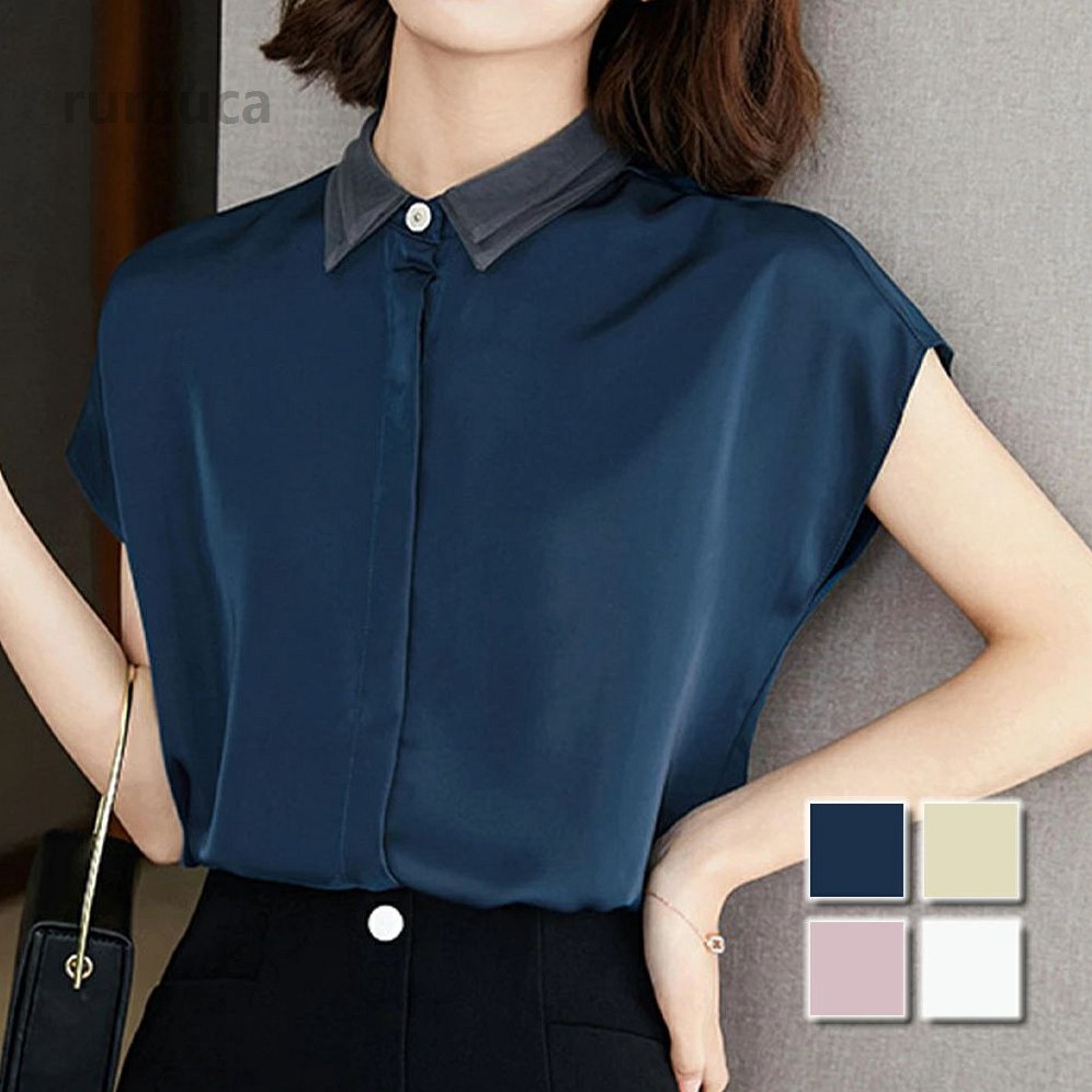 サテン風ブラウス 韓国ファッション 10代 20代 30代 大人 上品 シンプル フレンチ...