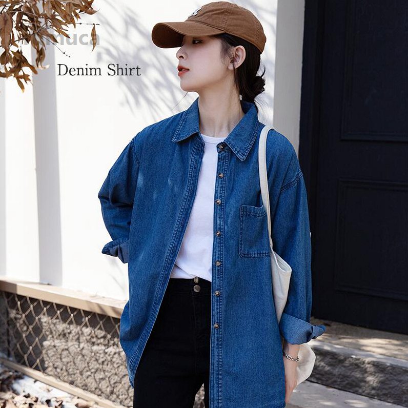Shirts - アウター シャツ ゆったり 長袖 無地 ブラウス シャツ 羽織り 大人カジュアル きれいめ ジャケット ゆるシャツ 通勤 春服 秋服