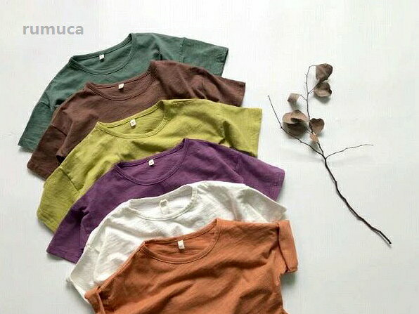子供 Tシャツ カジュアル ブラウス トップス 女の子 男の子 シンプル 無地 子供服 rumuca-10008323 Rumuca パッケージ画像