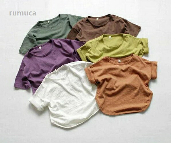 子供 Tシャツ カジュアル ブラウス トップス 女の子 男の子 シンプル 無地 子供服 rumuca-10008323 Rumuca サンプル画像3
